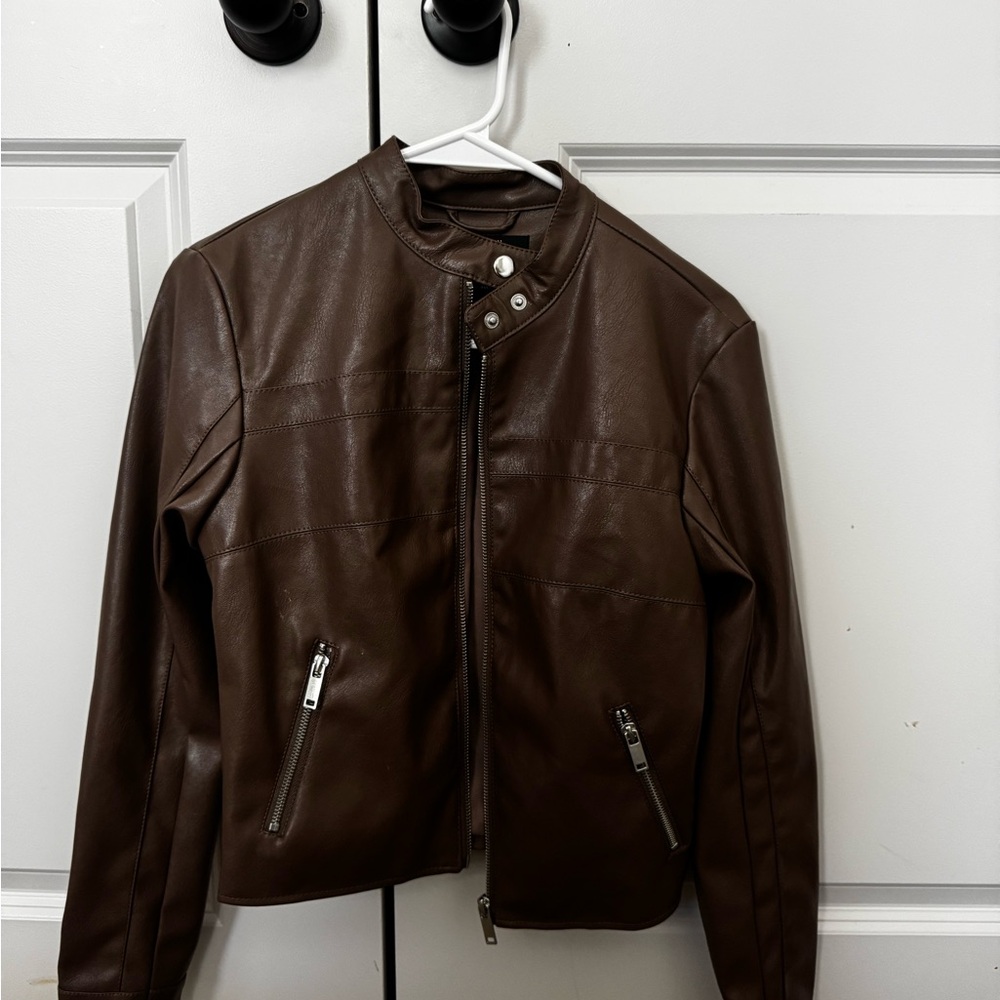 Forever 21 Women's Brown Faux Leather Jacket